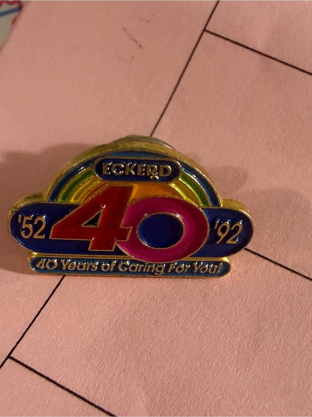 Vintage Eckerd 40th Anniversary Rainbow Enamel Pin - Multicolor